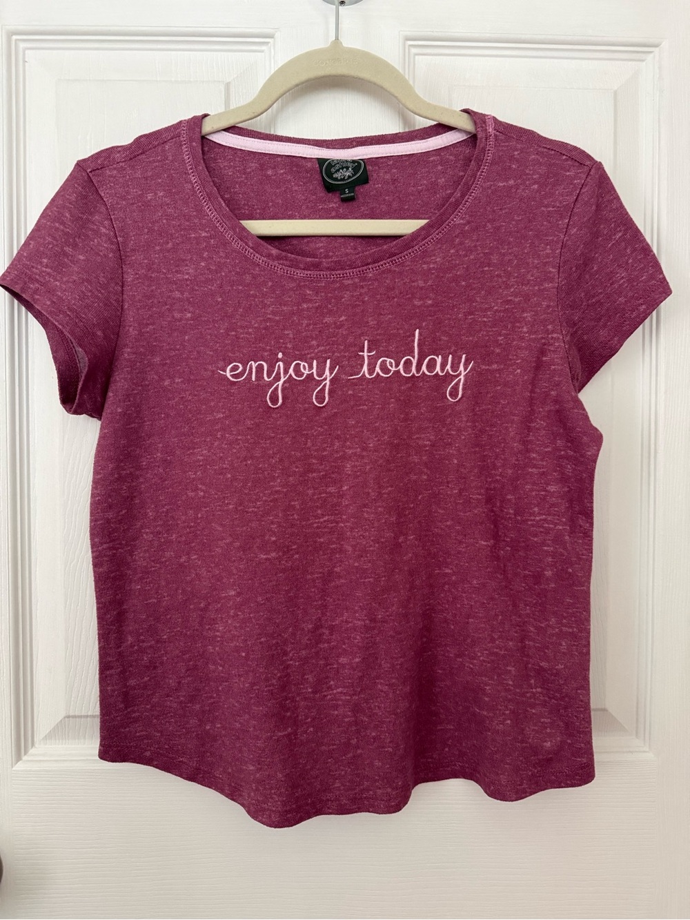 Laura Ashley Enjoy Today Soft Pajama Lounge Top Heather Berry Mauve Size Small